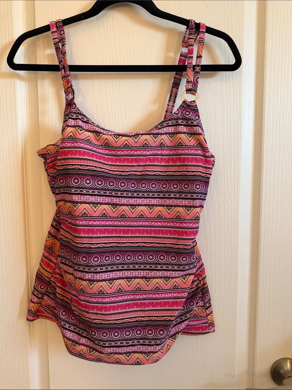 croft & barrow Pink & Black Geometric One-Piece Tankini